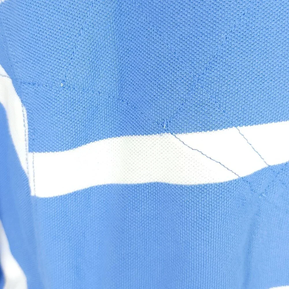 Polo Ralph Lauren Shirt Men's Large White Blue Stripes Quilted Distressed